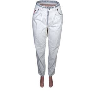 Vintage 90's Furor Jeans Size 8 White Pleated Front Patched Pocket and Wastline